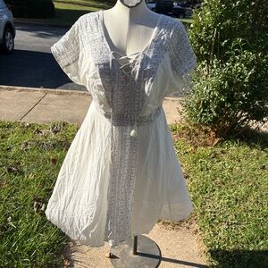 Torrid White Black Print Cap Sleeve Dress Women’s Size 12